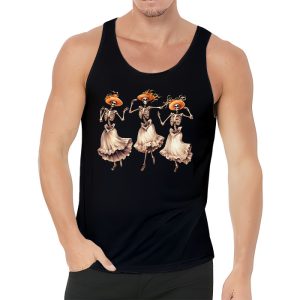 Funny Halloween Pumpkin Dancing Skeleton Costume Women Men Tank Top 3 4