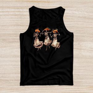 Funny Halloween Pumpkin Dancing Skeleton Costume Women Men Tank Top