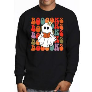 Ghost Book Reading Halloween Costume Teacher Books Lover Longsleeve Tee 3