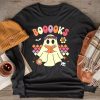 Ghost Book Reading Halloween Costume Teacher Books Lover Longsleeve Tee