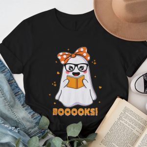 Ghost Book Reading Halloween Costume Teacher Books Lover T Shirt 1 2