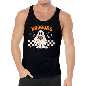 Ghost Book Reading Halloween Costume Teacher Books Lover Tank Top 3 4