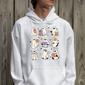 Ghosts Reading Books Teacher Halloween Librarian Boooks Hoodie 2 1