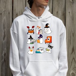 Ghosts Reading Books Teacher Halloween Librarian Boooks Hoodie 2 4