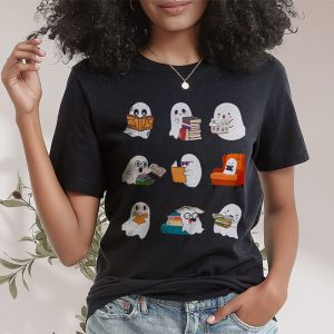 Ghosts Reading Books Teacher Halloween Librarian Boooks T Shirt 2