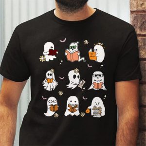 Ghosts Reading Books Teacher Halloween Librarian Boooks T Shirt 3 2