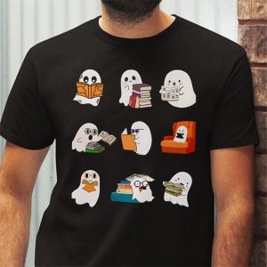 Ghosts Reading Books Teacher Halloween Librarian Boooks T Shirt 3