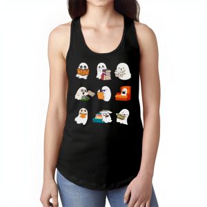 Ghosts Reading Books Teacher Halloween Librarian Boooks Tank Top 1