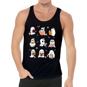 Ghosts Reading Books Teacher Halloween Librarian Boooks Tank Top 3 2