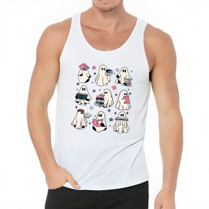 Ghosts Reading Books Teacher Halloween Librarian Boooks Tank Top 3 3