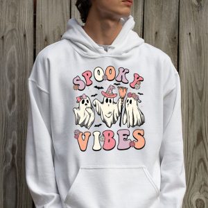 Groovy Halloween Spooky Vibes Retro Floral Ghost Costume Hoodie 2 2