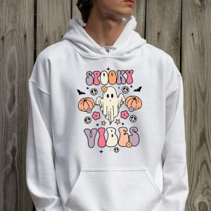 Groovy Halloween Spooky Vibes Retro Floral Ghost Costume Hoodie 2 3