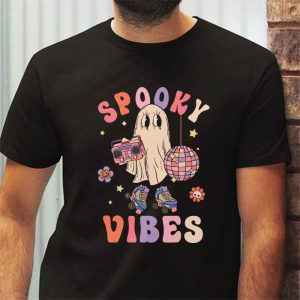 Groovy Halloween Spooky Vibes Retro Floral Ghost Costume T Shirt 3 1