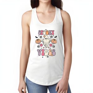 Groovy Halloween Spooky Vibes Retro Floral Ghost Costume Tank Top 1 3