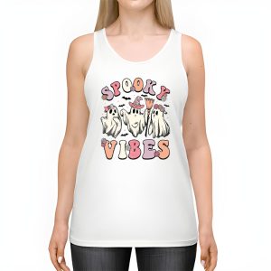 Groovy Halloween Spooky Vibes Retro Floral Ghost Costume Tank Top 2 2