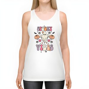 Groovy Halloween Spooky Vibes Retro Floral Ghost Costume Tank Top 2 3
