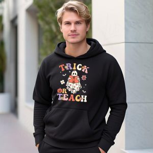 Groovy Halloween Trick Or Teach Ghost Teacher Student Hoodie 3