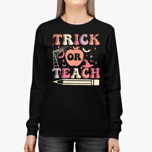 Groovy Halloween Trick Or Teach Ghost Teacher Student Longsleeve Tee 2 1