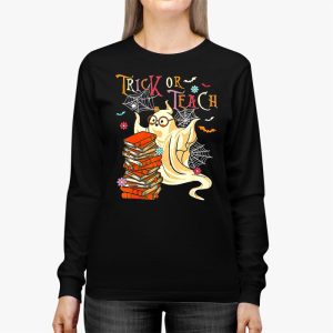 Groovy Halloween Trick Or Teach Ghost Teacher Student Longsleeve Tee 2 2