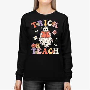 Groovy Halloween Trick Or Teach Ghost Teacher Student Longsleeve Tee 2