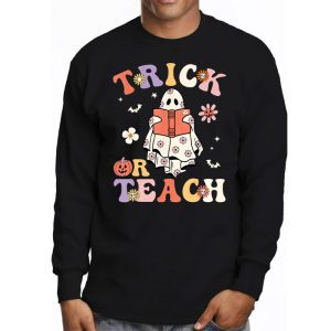 Groovy Halloween Trick Or Teach Ghost Teacher Student Longsleeve Tee 3