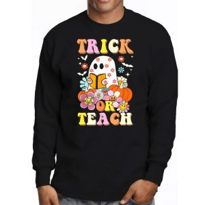 Groovy Halloween Trick Or Teach Ghost Teacher Student Longsleeve Tee 3 4