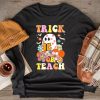 Groovy Halloween Trick Or Teach Ghost Teacher Student Longsleeve Tee