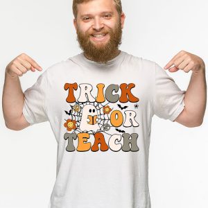 Groovy Halloween Trick Or Teach Ghost Teacher Student T Shirt 2 3