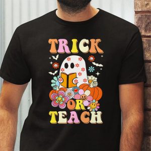 Groovy Halloween Trick Or Teach Ghost Teacher Student T Shirt 3 4