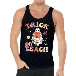 Groovy Halloween Trick Or Teach Ghost Teacher Student Tank Top 3