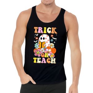 Groovy Halloween Trick Or Teach Ghost Teacher Student Tank Top 3 4