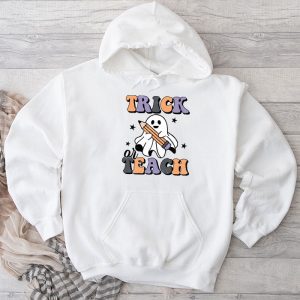 Groovy Halloween Trick or Teach Retro Floral Ghost Teacher Hoodie