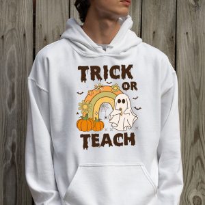 Groovy Halloween Trick or Teach Retro Floral Ghost Teacher Hoodie 2 6