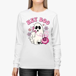 Groovy Hey Boo Cute Ghost Funny Halloween Mens Womens Kids Longsleeve Tee 2