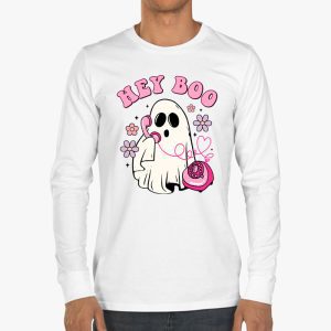 Groovy Hey Boo Cute Ghost Funny Halloween Mens Womens Kids Longsleeve Tee 3