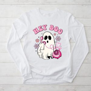 Groovy Hey Boo Cute Ghost Funny Halloween Mens Womens Kids Longsleeve Tee