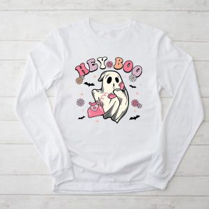 Groovy Hey Boo Cute Ghost Funny Halloween Mens Womens Kids Longsleeve Tee