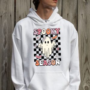 Groovy Spooky Season Cute Ghost Holding Pumpkin Halloween Hoodie 2 1