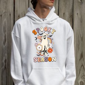 Groovy Spooky Season Cute Ghost Holding Pumpkin Halloween Hoodie 2