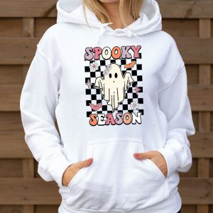 Groovy Spooky Season Cute Ghost Holding Pumpkin Halloween Hoodie 3 1