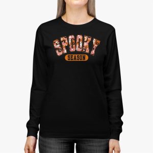 Groovy Spooky Season Cute Ghost Holding Pumpkin Halloween Longsleeve Tee 2 2