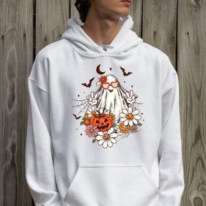 Groovy Vintage Floral Ghost Cute Halloween Spooky Season Hoodie 2 2