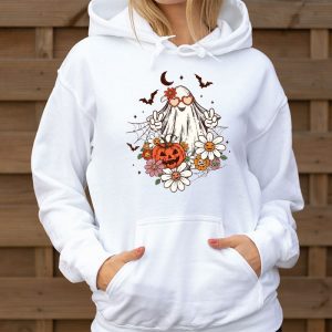 Groovy Vintage Floral Ghost Cute Halloween Spooky Season Hoodie 3 2