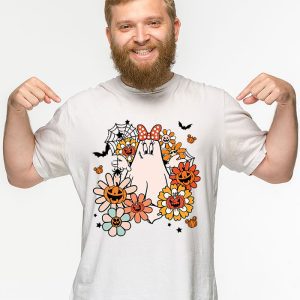 Groovy Vintage Floral Ghost Cute Halloween Spooky Season T Shirt 2 3