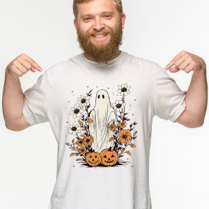 Groovy Vintage Floral Ghost Cute Halloween Spooky Season T Shirt 2