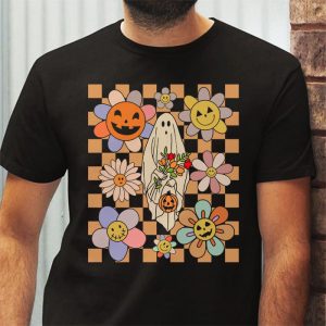 Groovy Vintage Floral Ghost Cute Halloween Spooky Season T Shirt 3 4