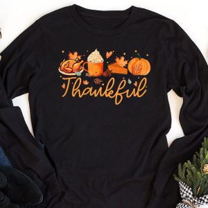 Happpy Thanksgiving Day Autumn Fall Maple Leaves Thankful Longsleeve Tee 1 1