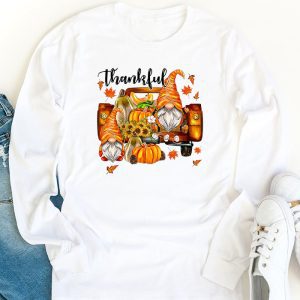 Happpy Thanksgiving Day Autumn Fall Maple Leaves Thankful Longsleeve Tee 1 2