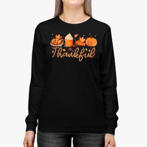Happpy Thanksgiving Day Autumn Fall Maple Leaves Thankful Longsleeve Tee 2 1