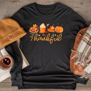 Thanksgiving Family Shirts Happy Thanksgiving Day Fall Leaves Thankful Longsleeve Tee
